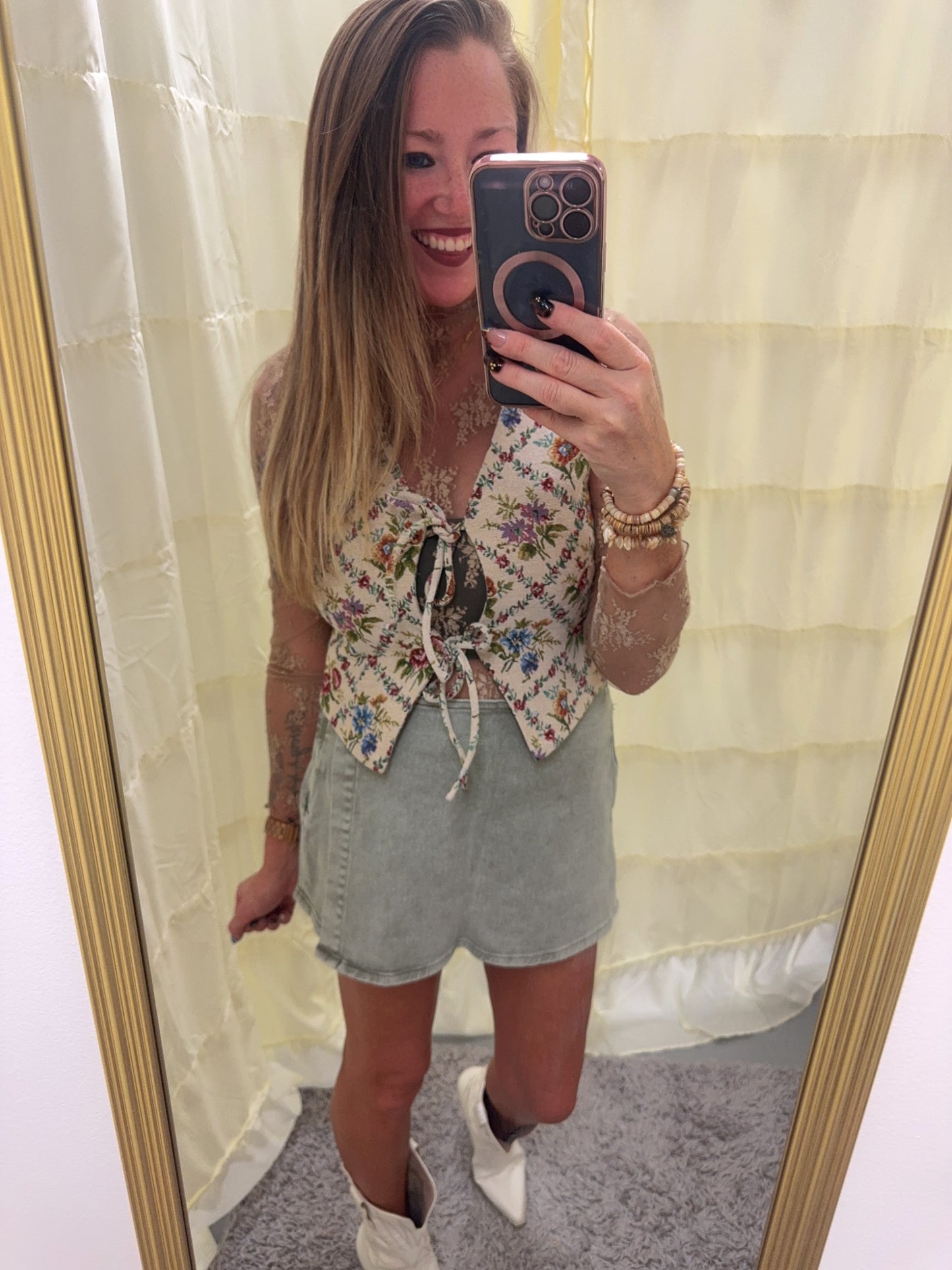 Washed Denim Skorts