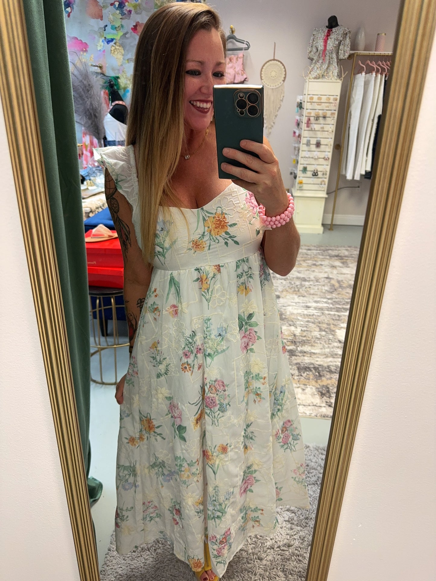 Belle Embroidery Ruffle Sleeve Dress