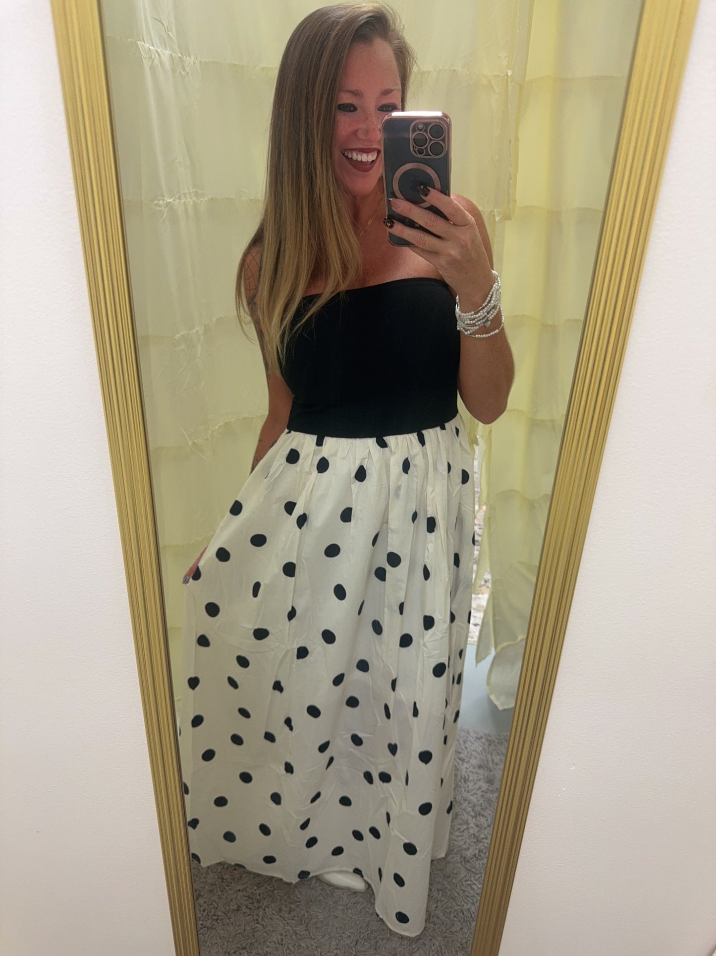 Black And White Polka Dot Midi Dress
