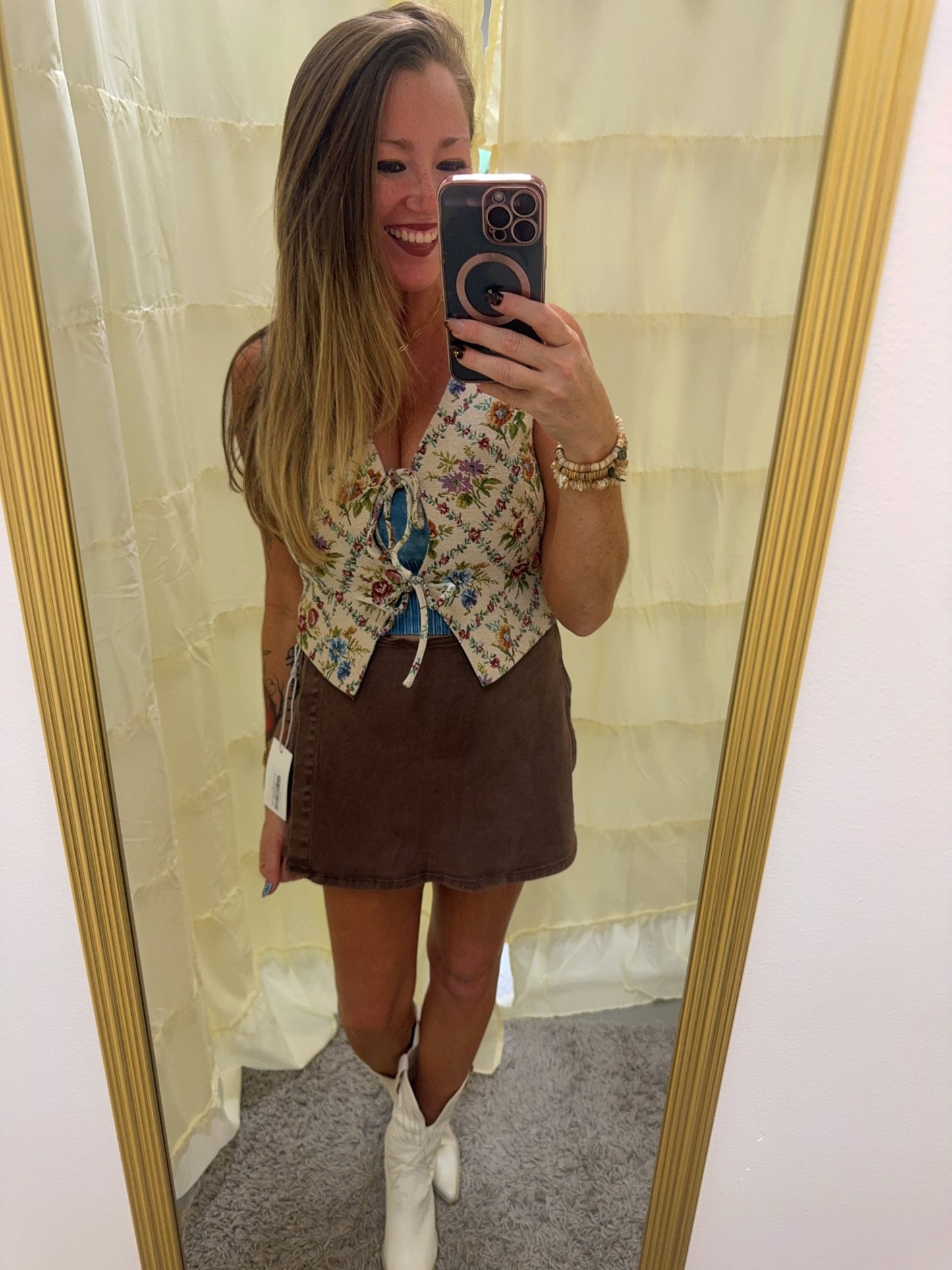 Washed Denim Skorts