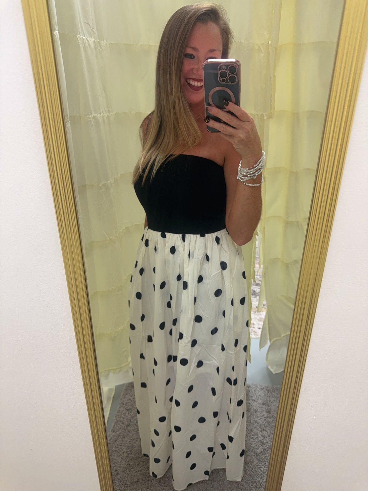 Black And White Polka Dot Midi Dress