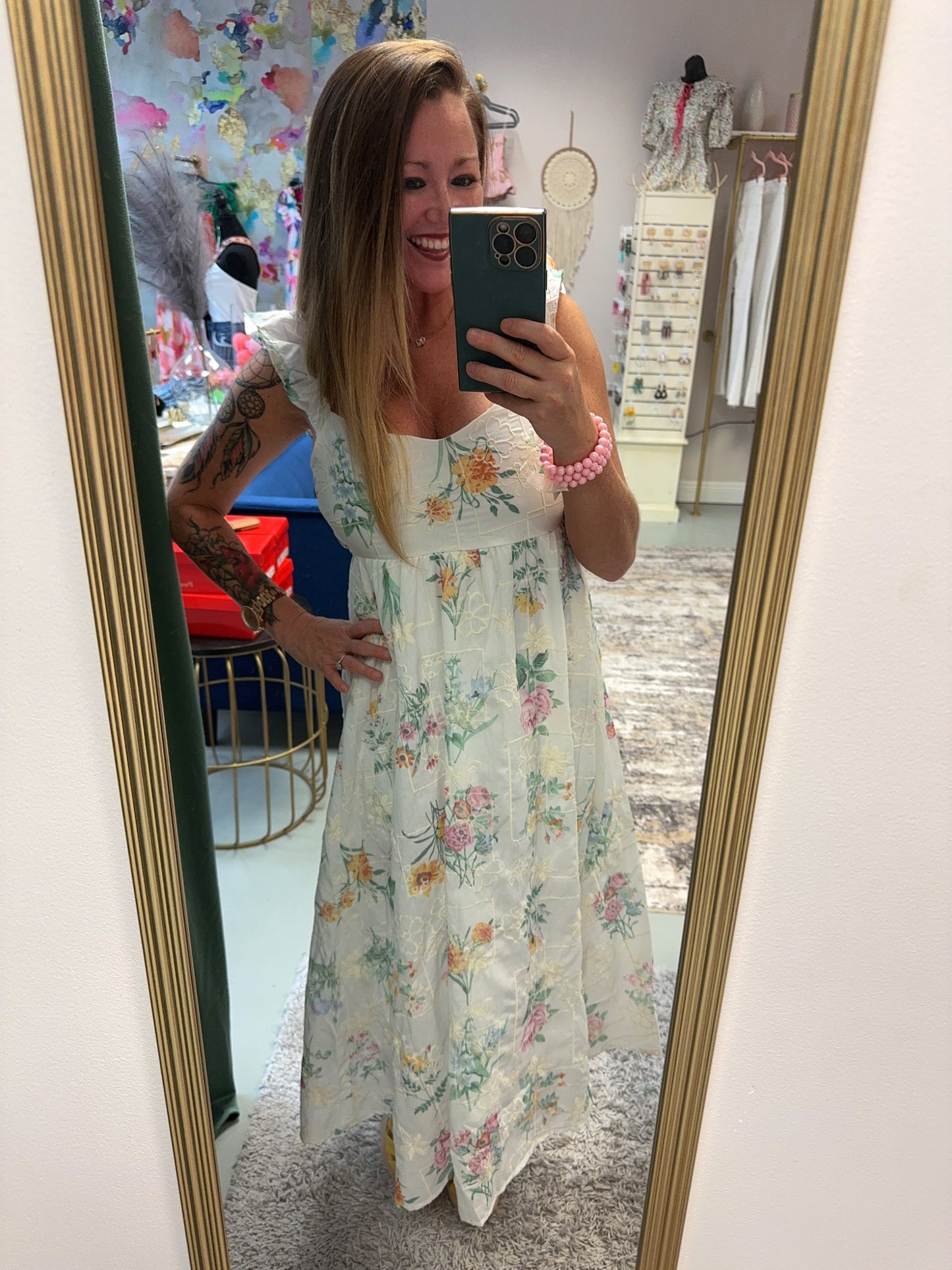 Belle Embroidery Ruffle Sleeve Dress