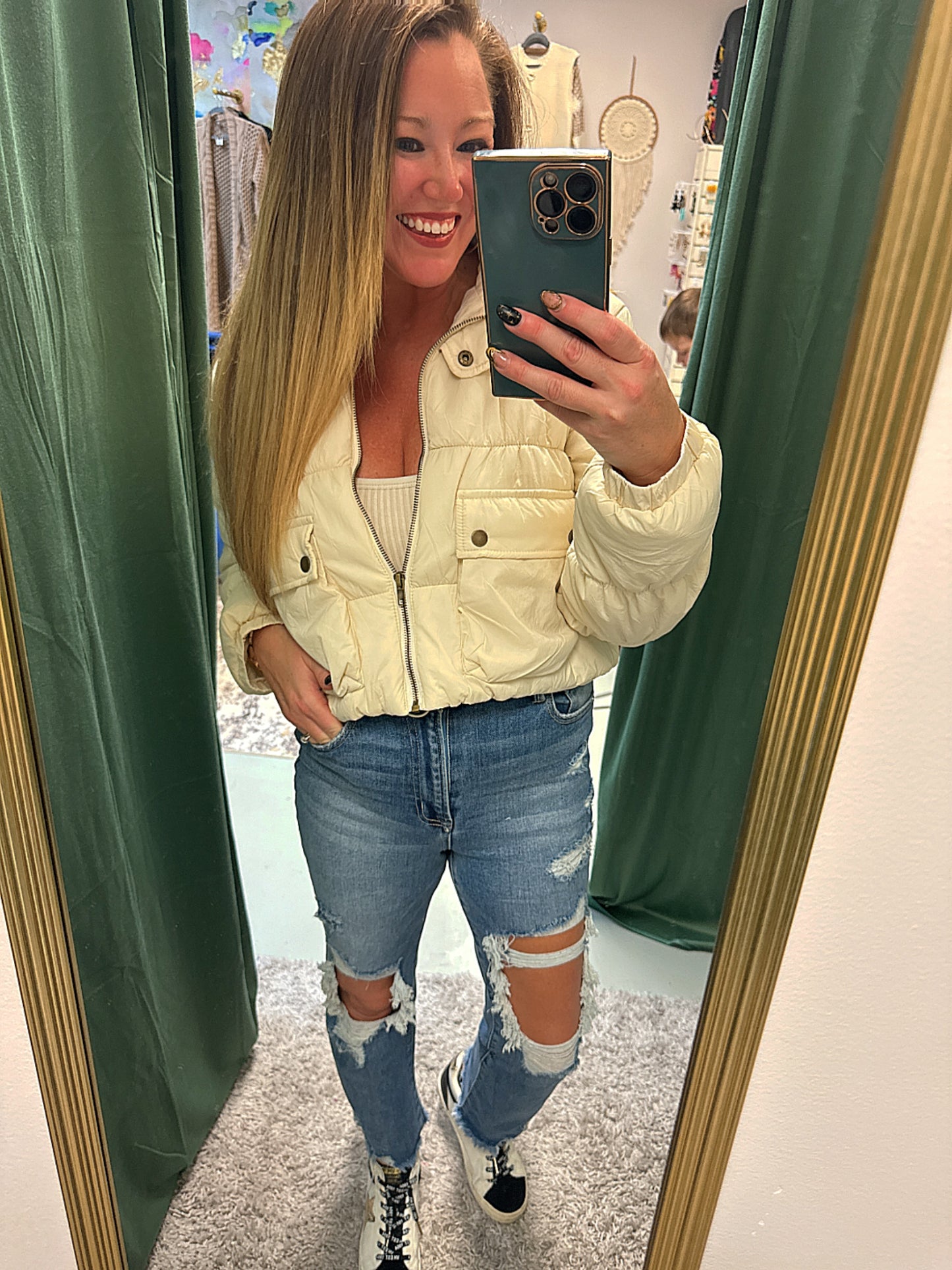 Cream Chillax Puffer Jacket