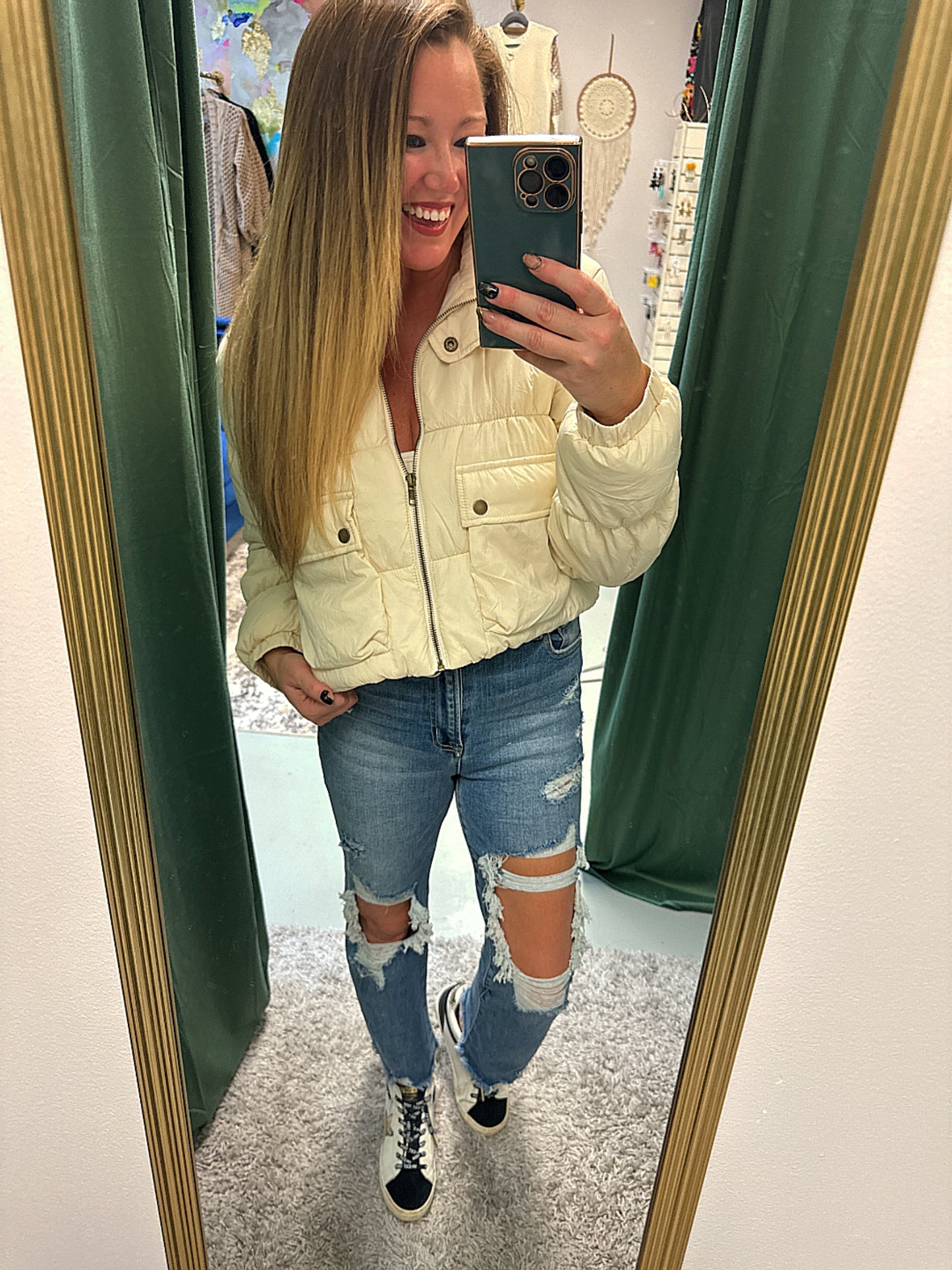 Cream Chillax Puffer Jacket