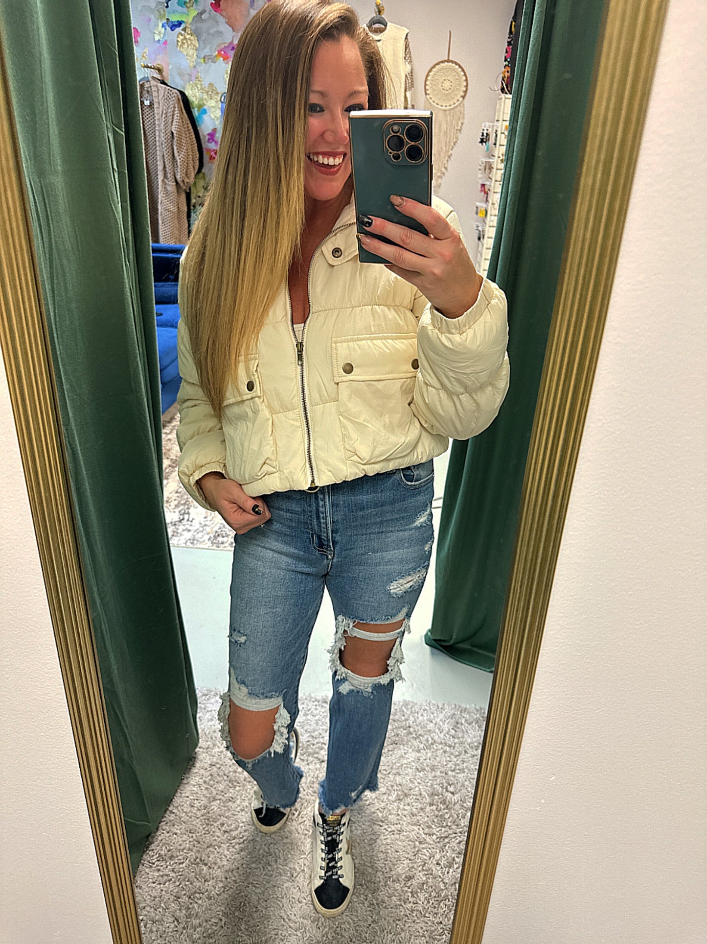 Cream Chillax Puffer Jacket