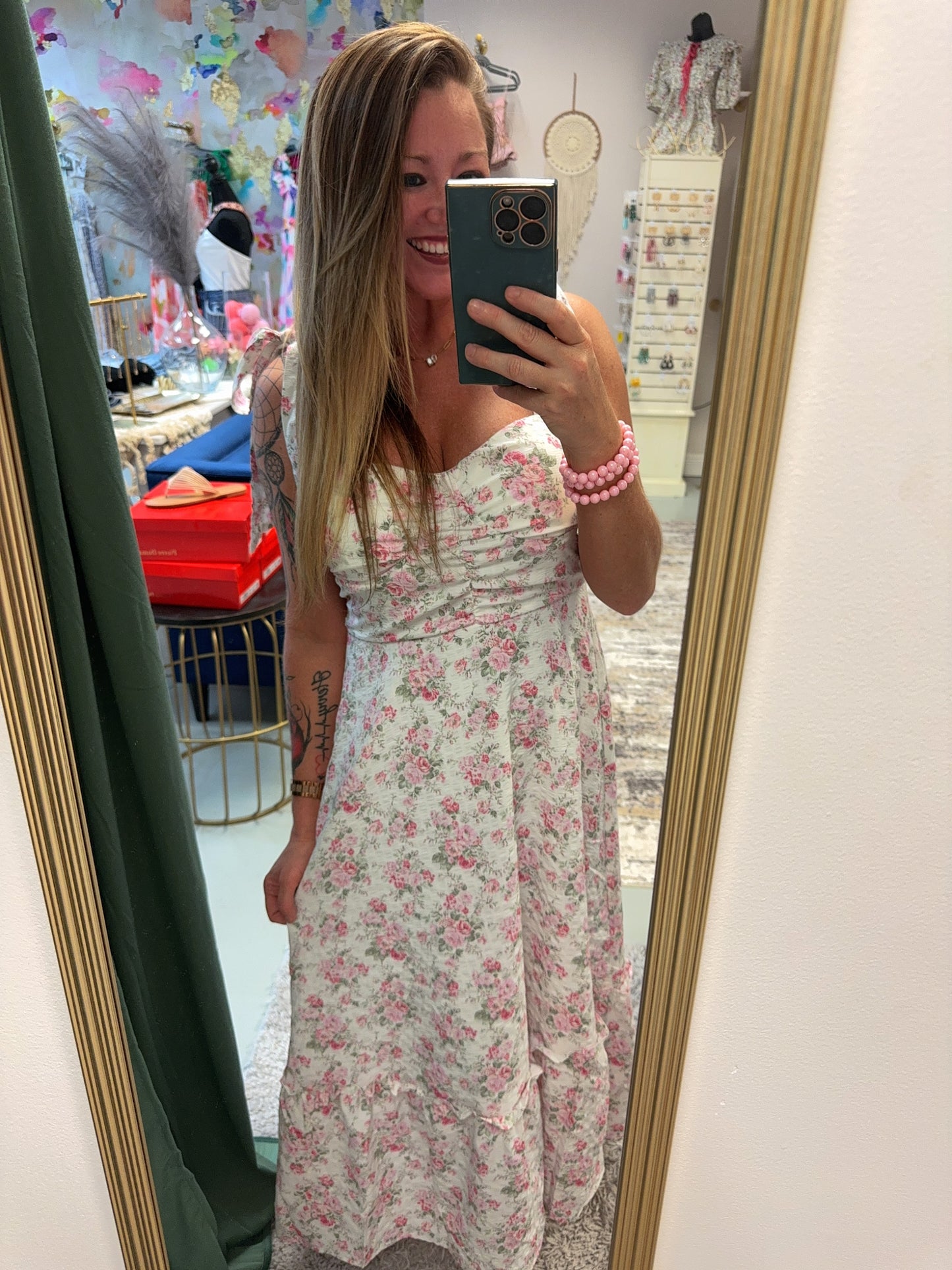 On The Move Pink Floral Maxi Dress
