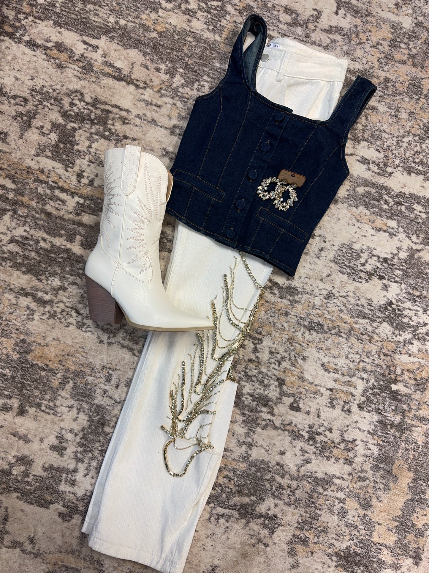 The Mia Denim Corset Button Down Vest
