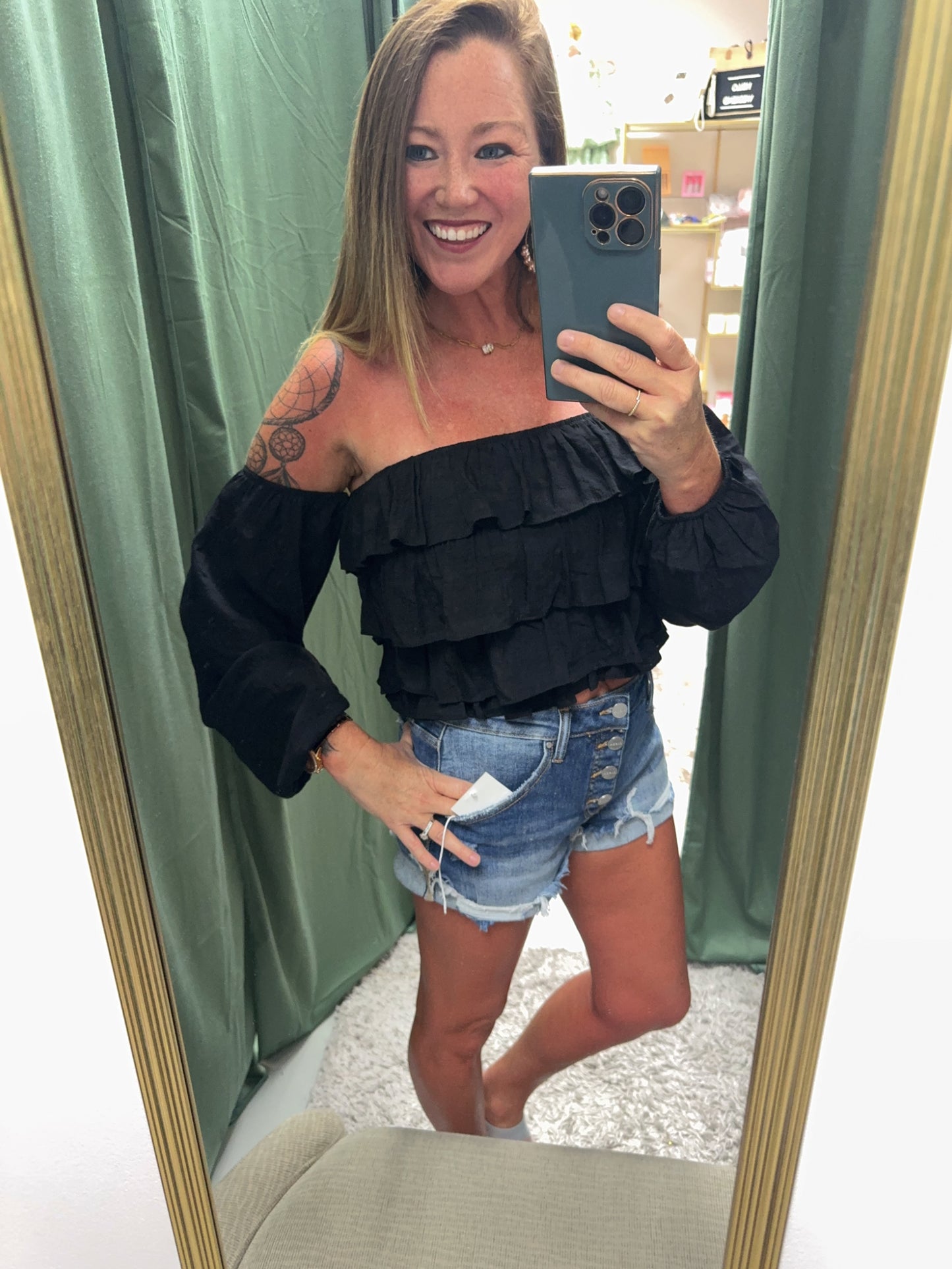 Boho Off Shoulder Ruffle Blouse