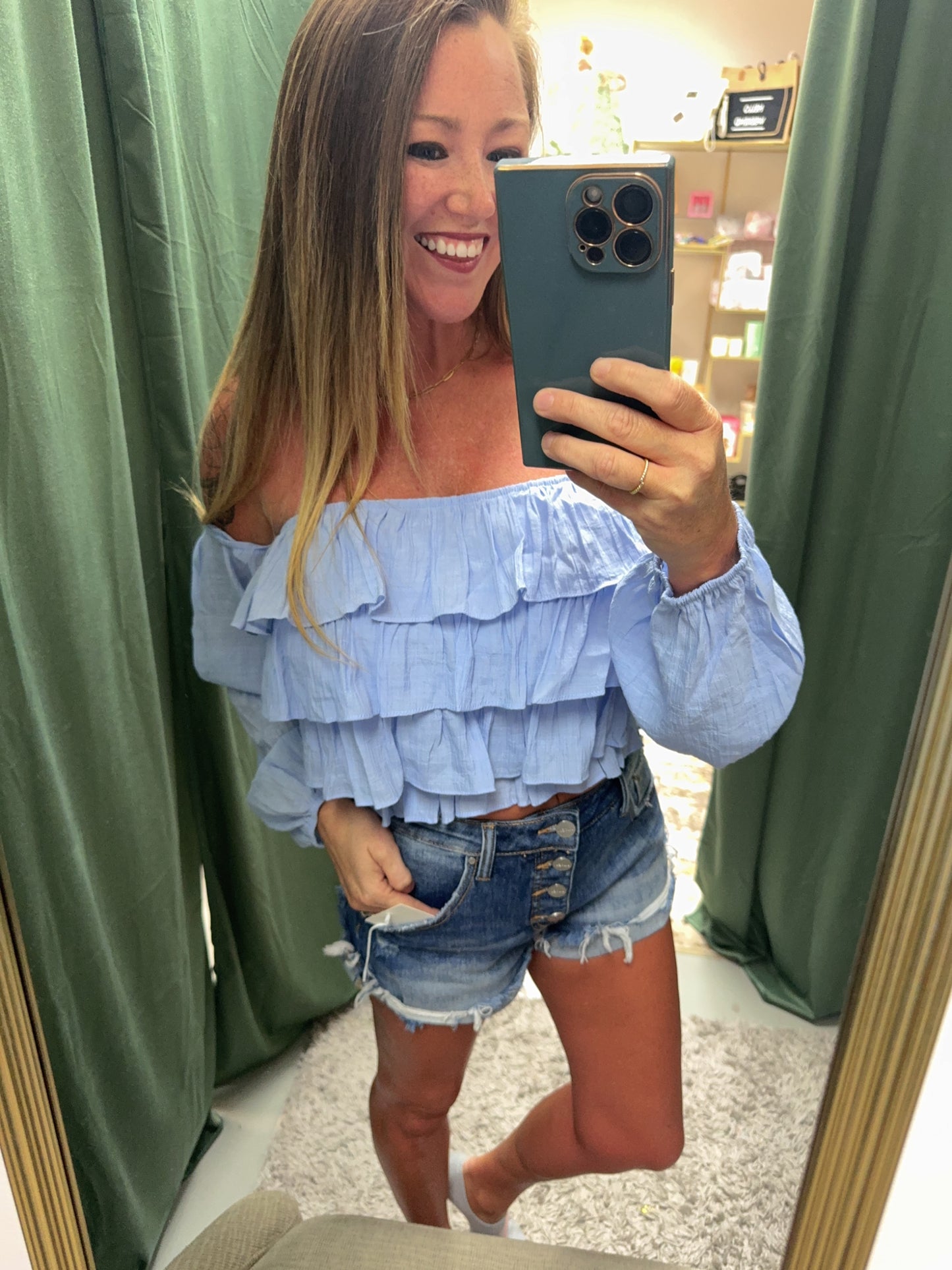 Boho Off Shoulder Ruffle Blouse