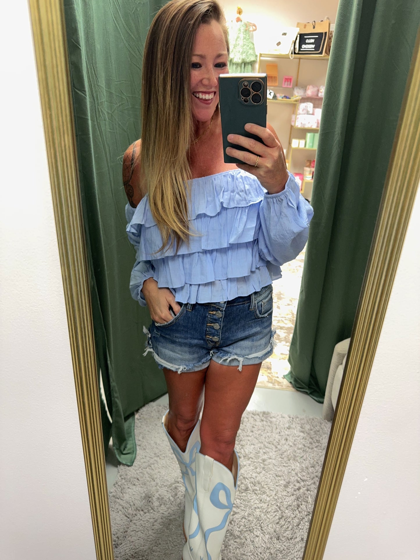 Boho Off Shoulder Ruffle Blouse