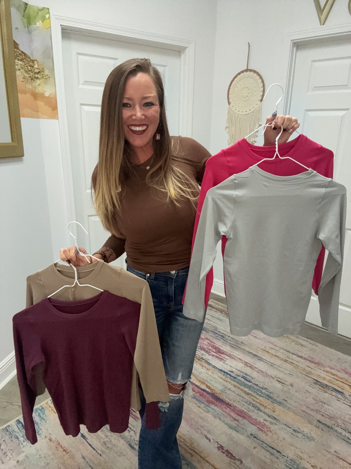 Yelete Long Sleeve Smoothing Seamless Top (ONE SIZE)