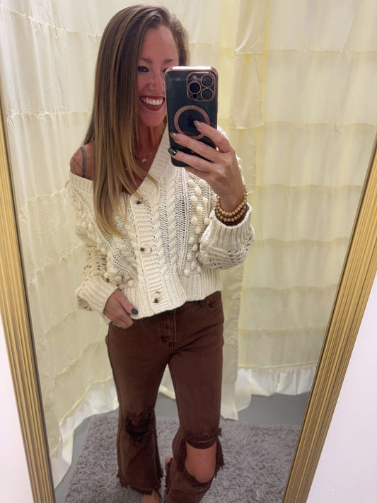Cozy In Ivory Button Up Sweater