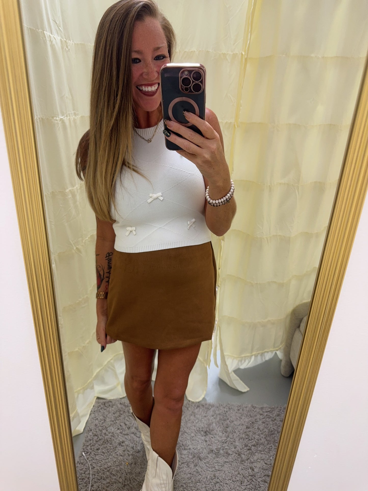 Bow Detail Sleeveless Light Sweater - White