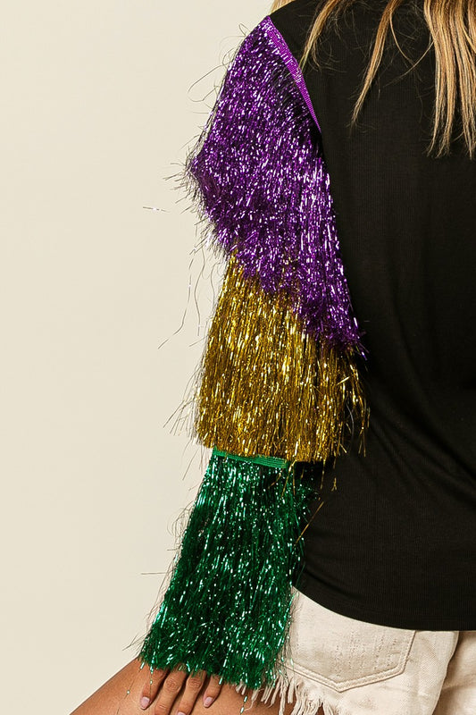 Tinsel Fringe Mardi Gras Top