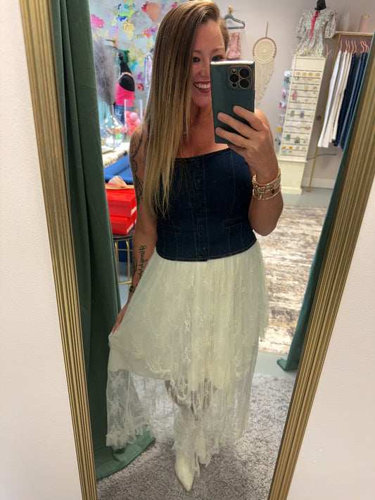 Lovelace High Waist Lace Midi Skirt