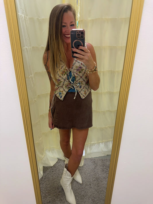 Washed Denim Skorts
