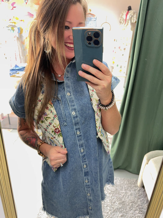 The Floral Double Tie Vest