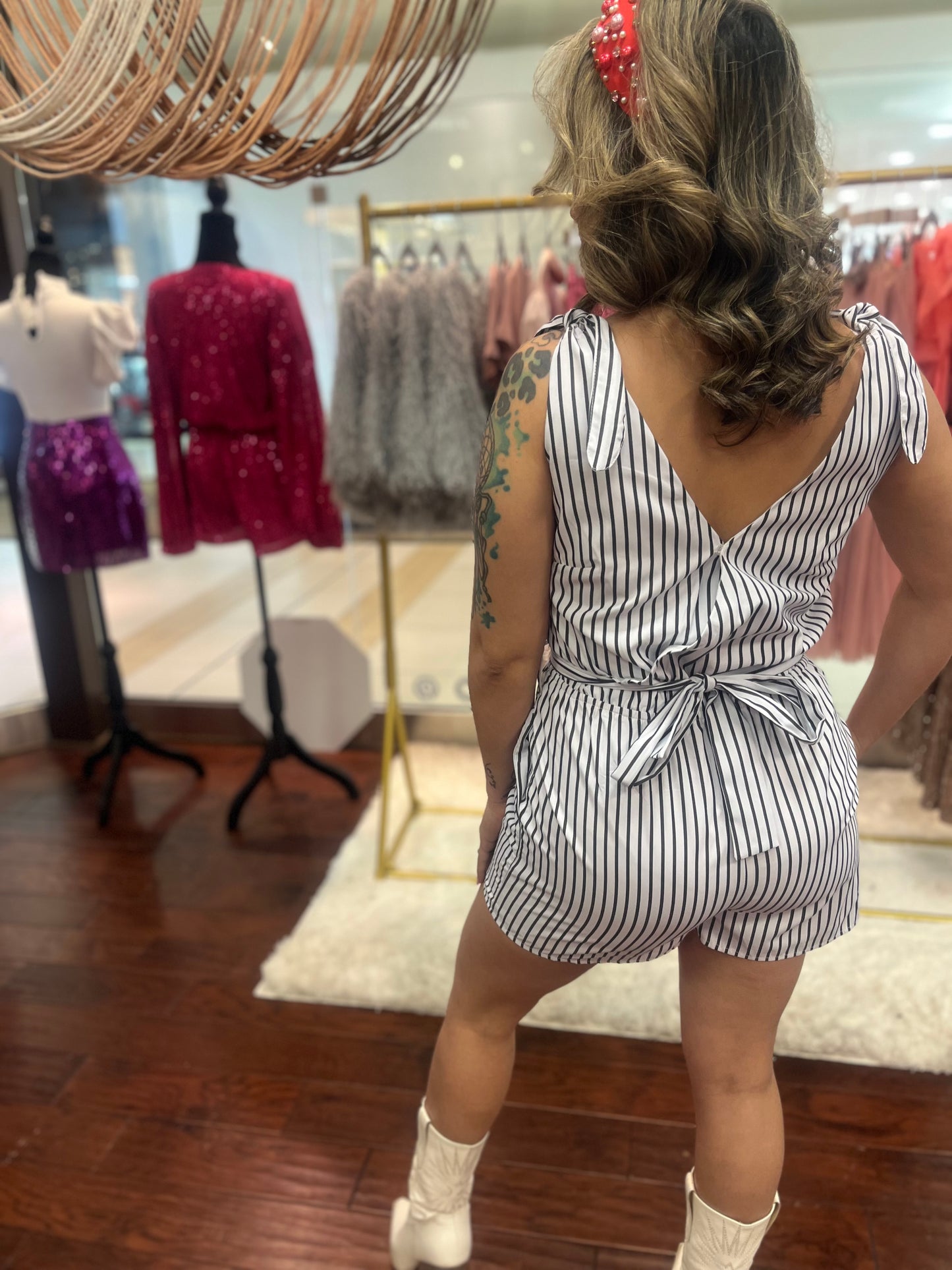 Striped Tie Romper