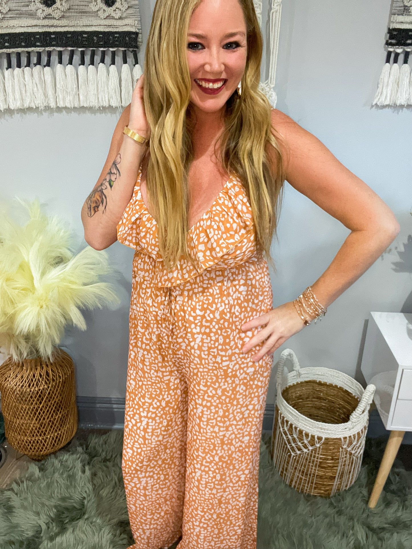 Orange Leopard Jumpsuit