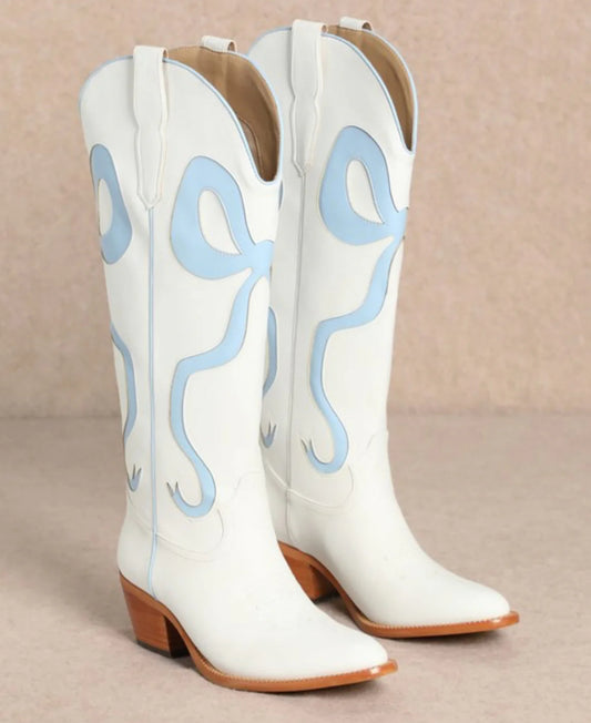 Light Blue Bow Boots