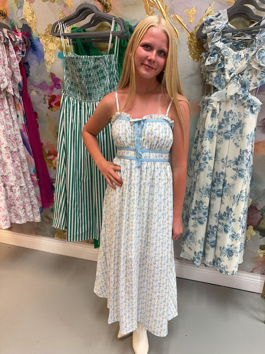 You Had Me At Floral And Bows Midi Dress