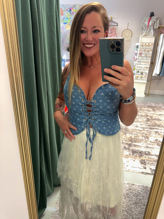 Sophia Denim Corset Top