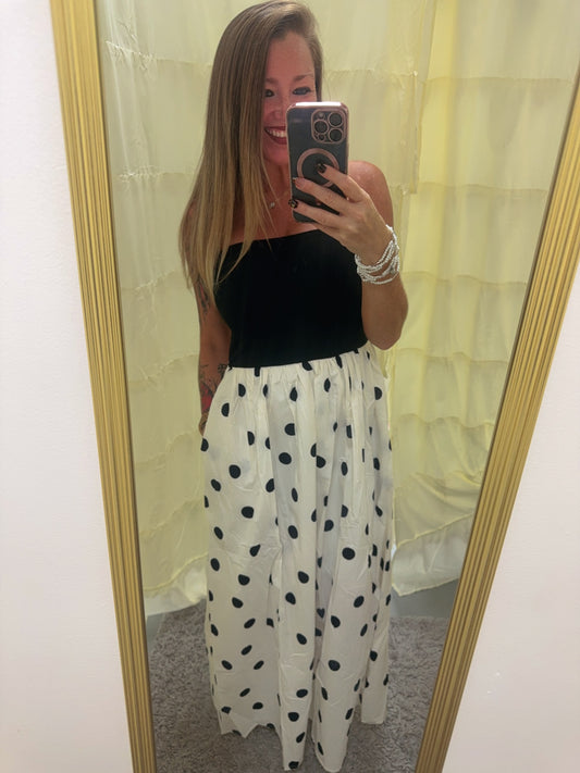 Black And White Polka Dot Midi Dress