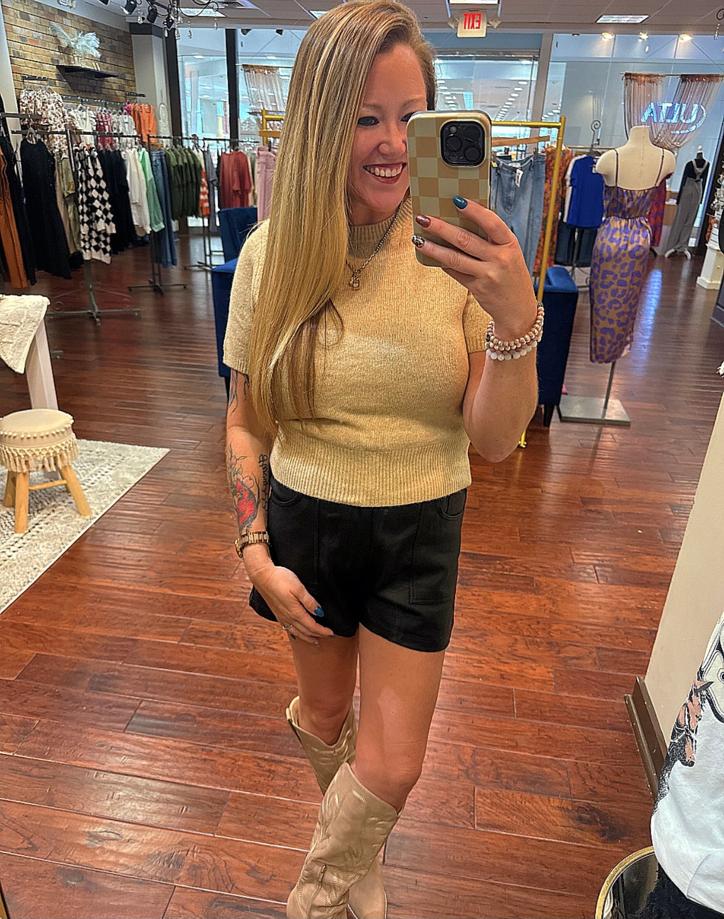 Shae Short Sleeve Taupe Sweater