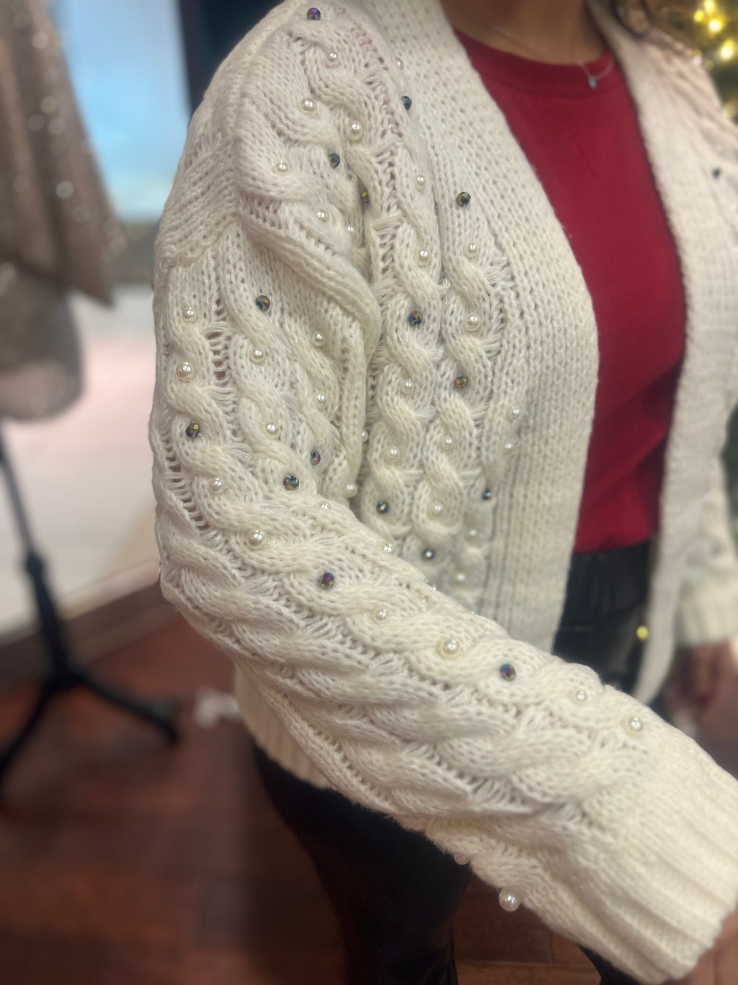 Jeweled Crochet Cardigan