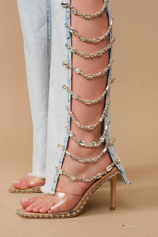 Here For the Party Jeans w/ Cut out Jewels