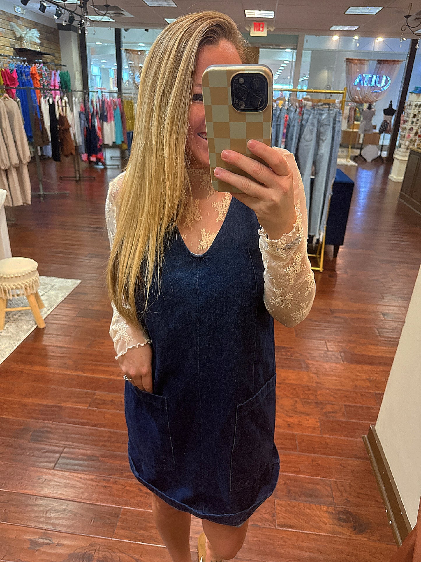 Chambray Overall Dress