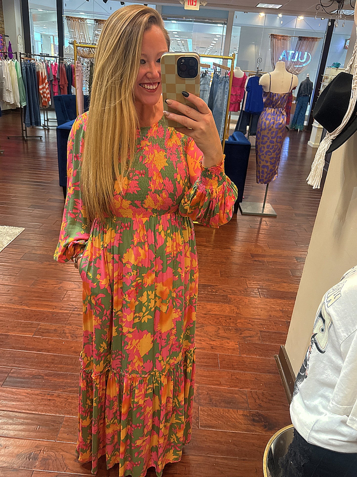 Lilly Mocked Long Sleeve Floral Maxi Dress