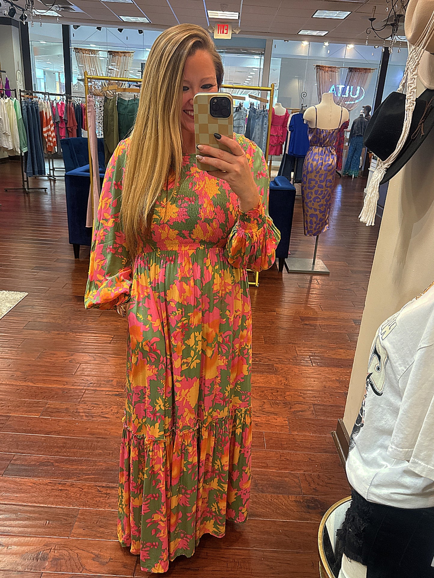 Lilly Mocked Long Sleeve Floral Maxi Dress