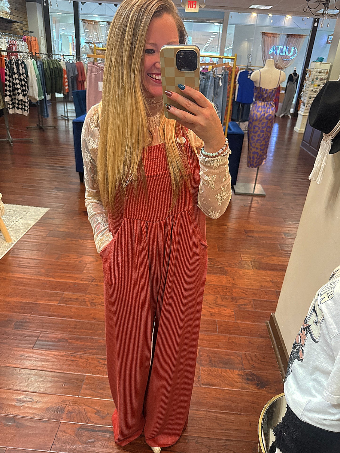 Fall Karli Rust Boho Overalls