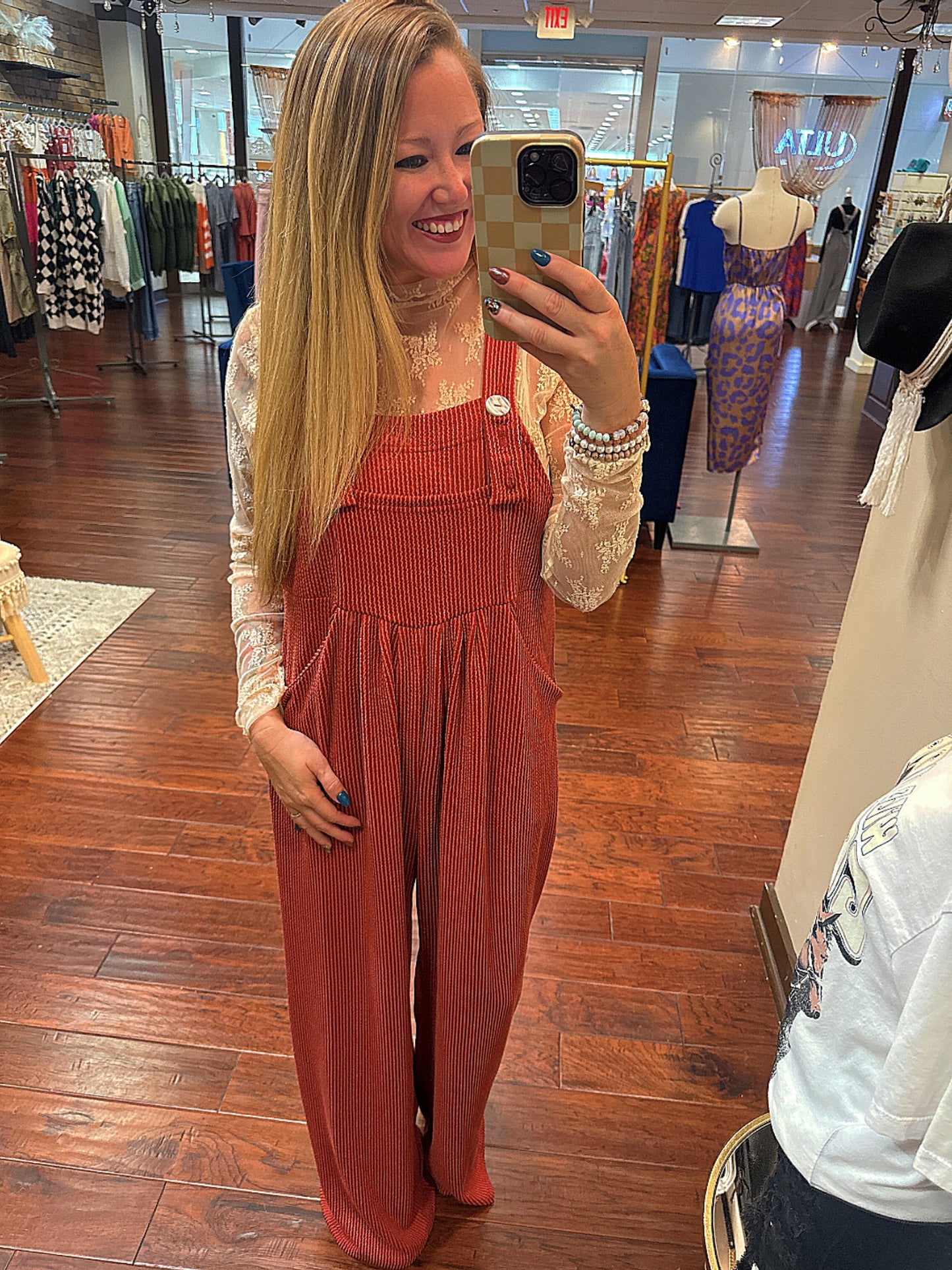 Fall Karli Rust Boho Overalls