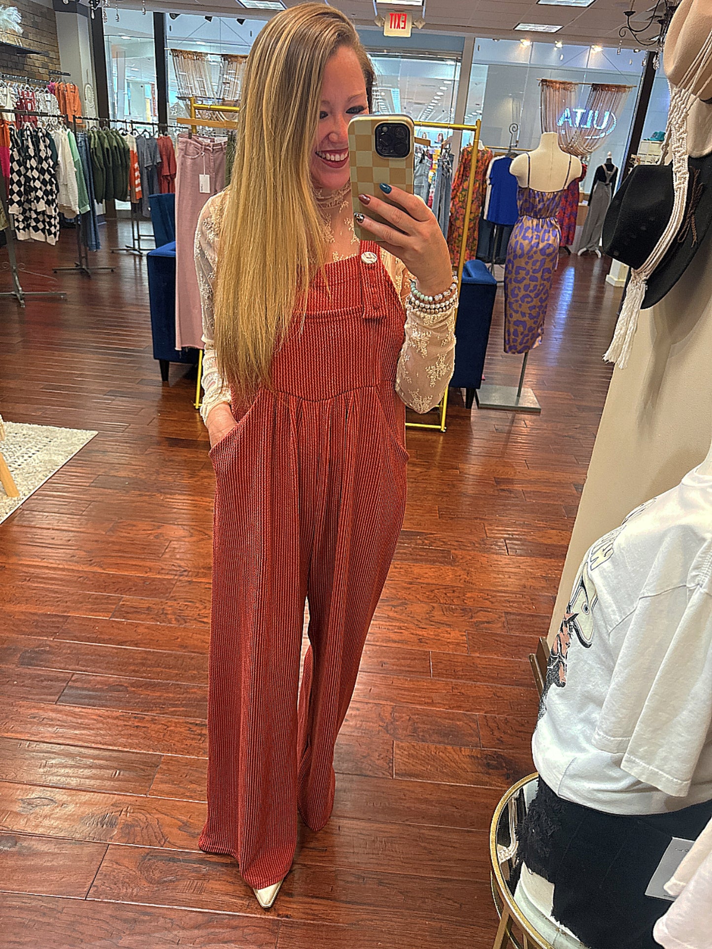 Fall Karli Rust Boho Overalls