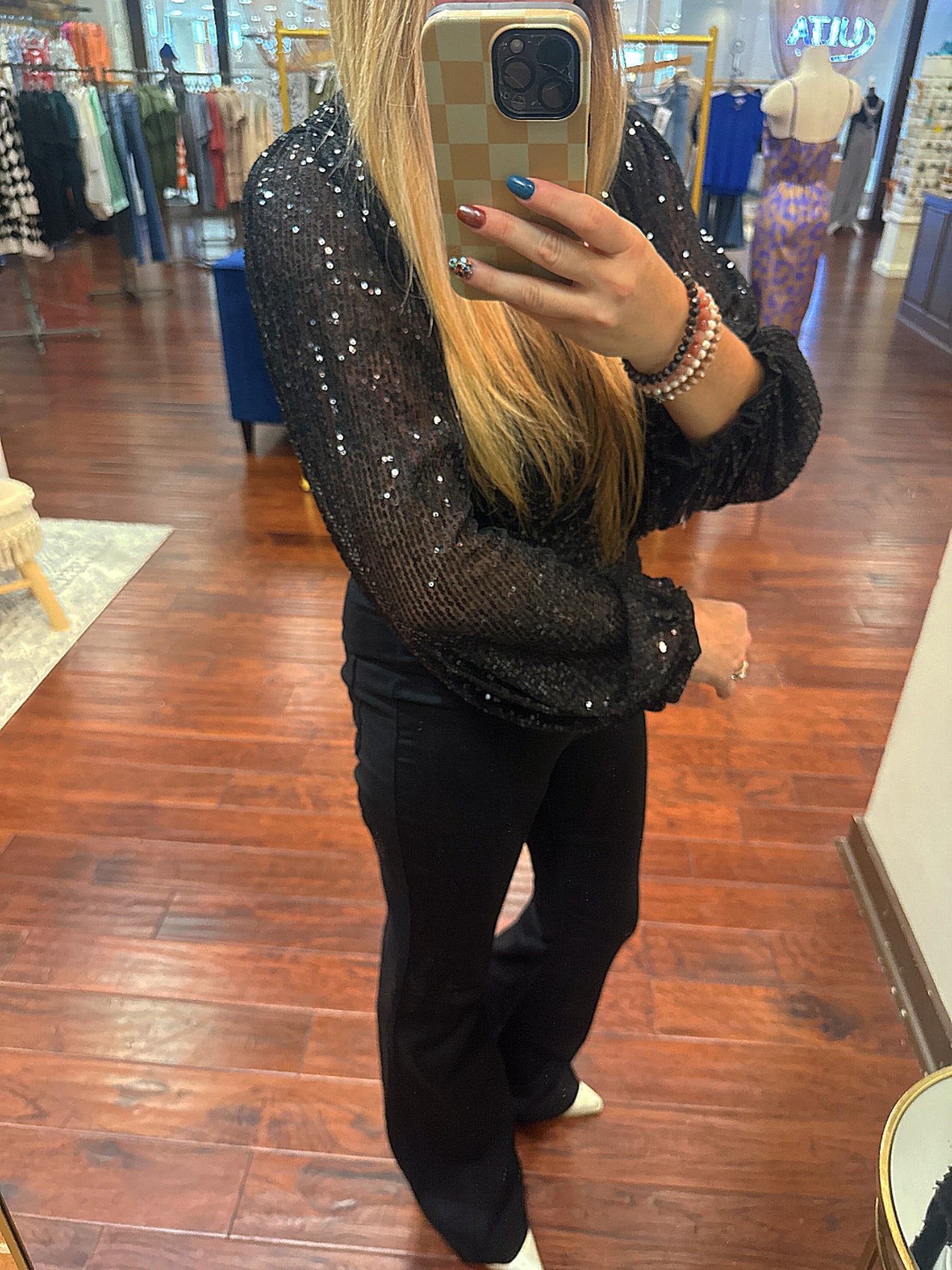 Shine Tonight Black Sequin Bodysuit