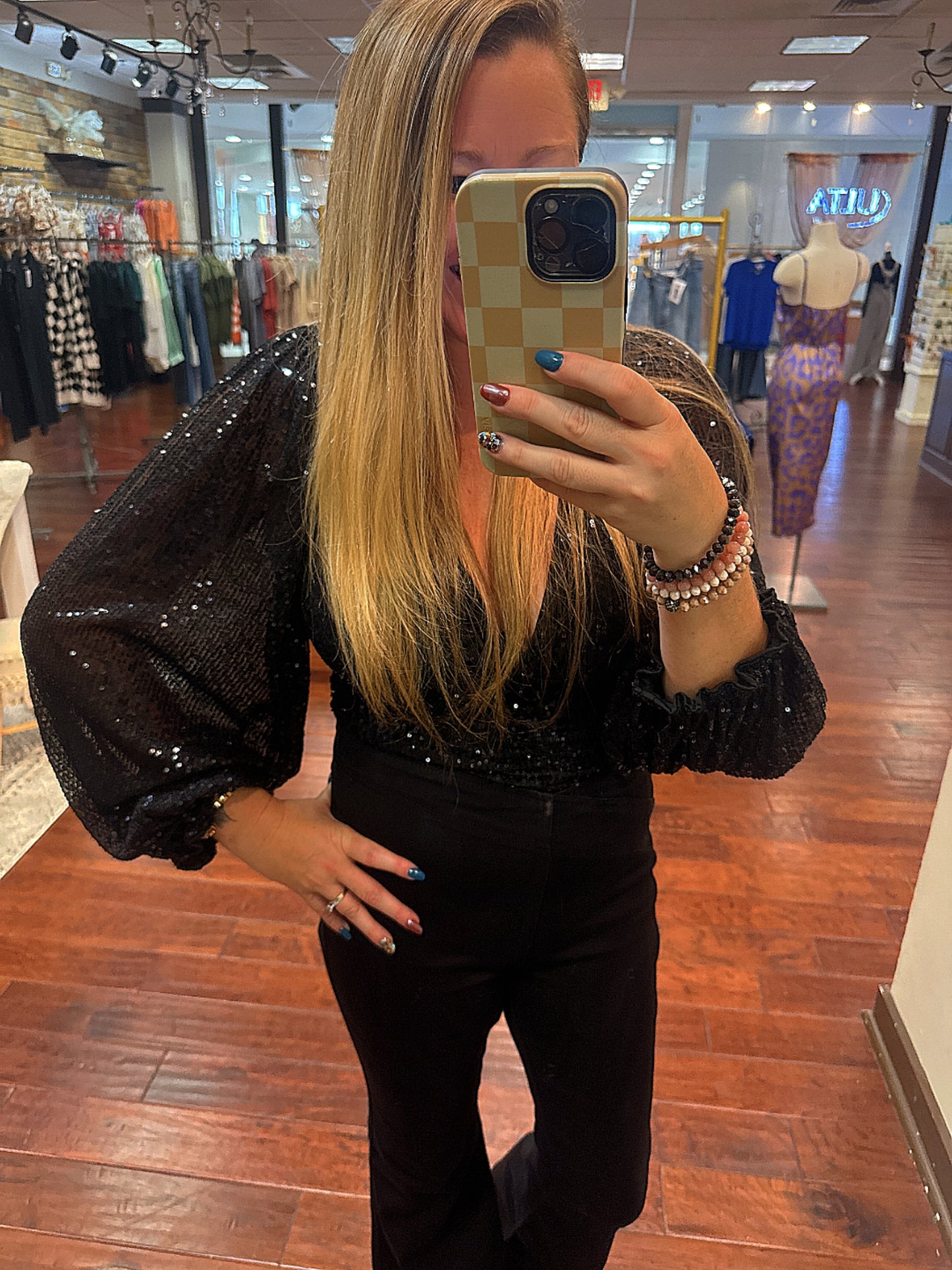 Shine Tonight Black Sequin Bodysuit