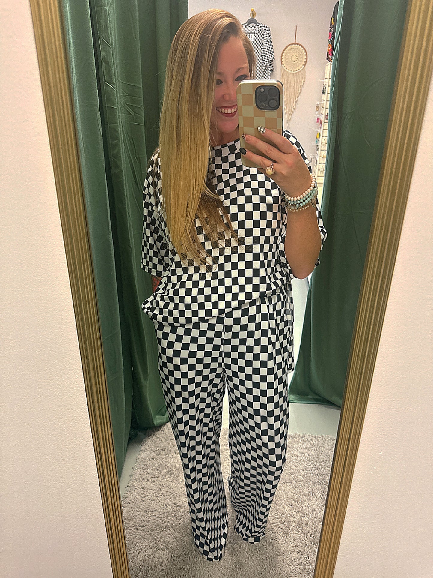 Bold Block Checker Pants