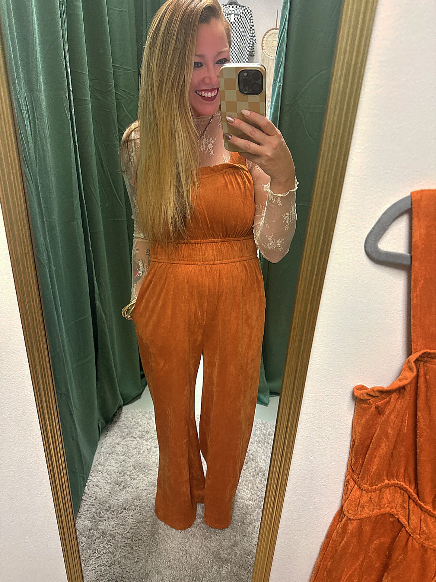 Suede Wide Leg Jumpsuit