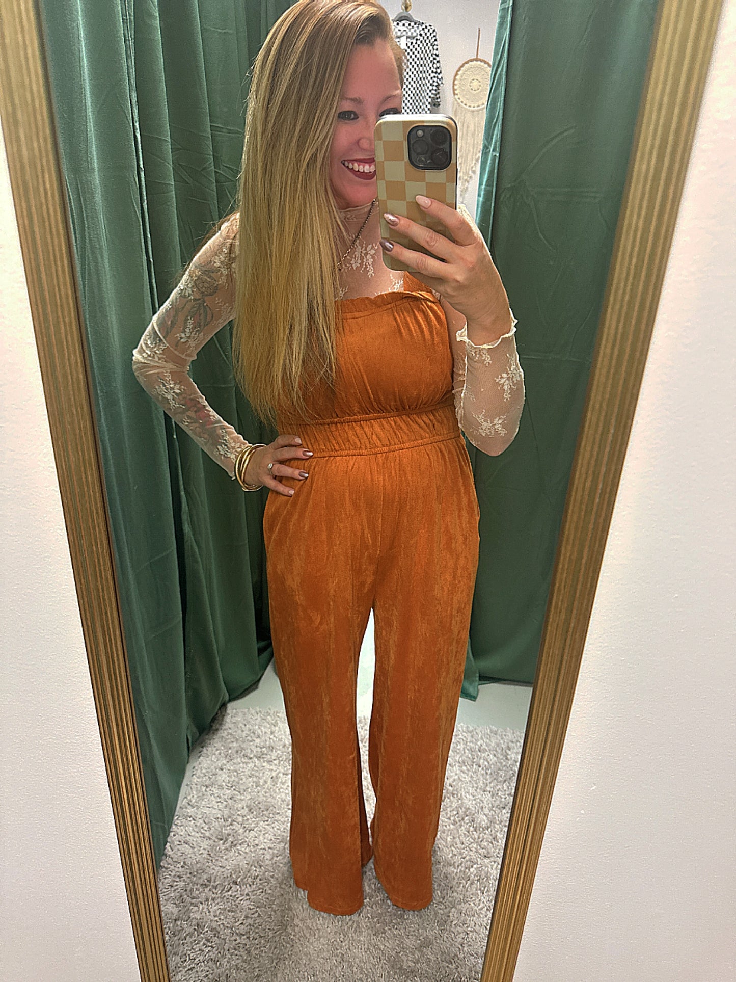 Suede Wide Leg Jumpsuit