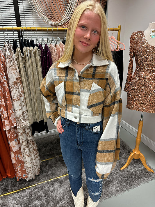 Back In Town Cropped Plaid Jacket