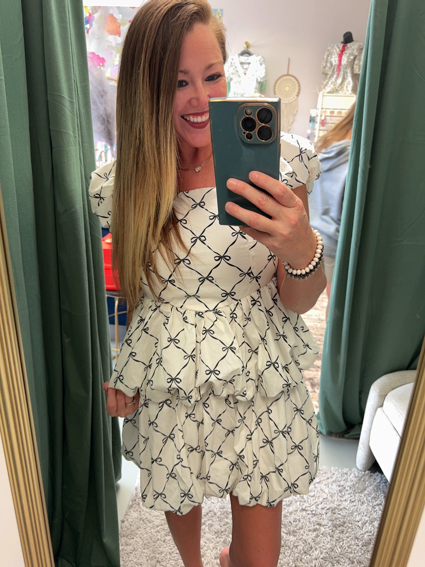 All The Bows Bubble Hem Ivory Dress