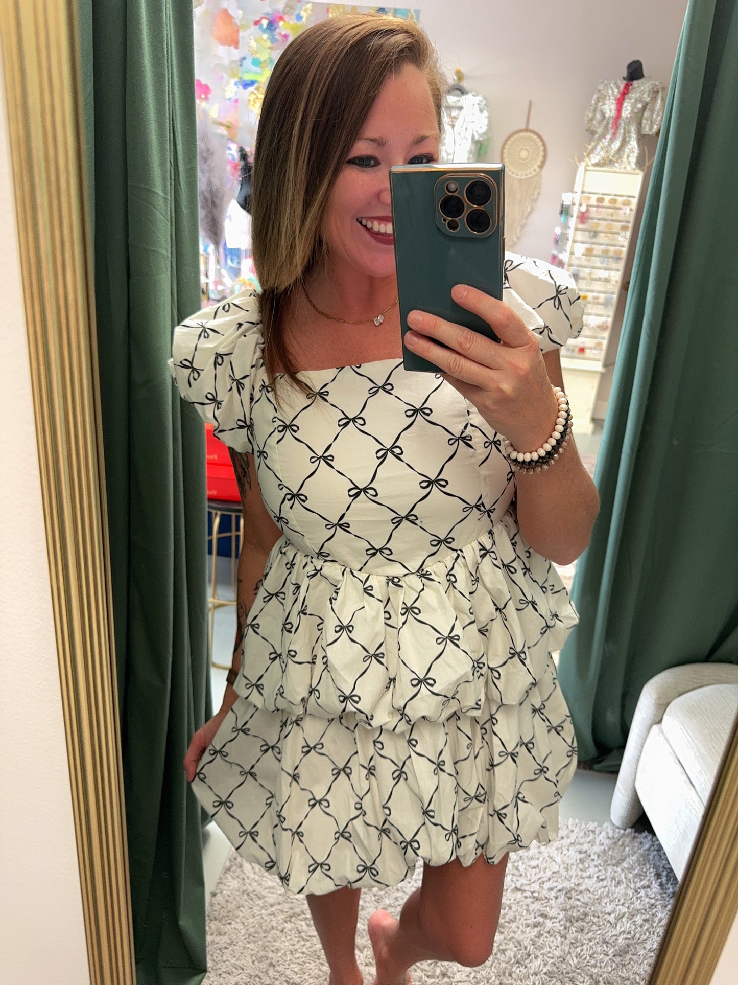 All The Bows Bubble Hem Ivory Dress