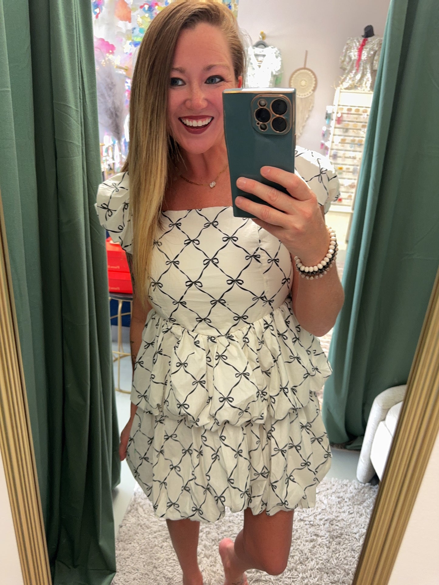 All The Bows Bubble Hem Ivory Dress