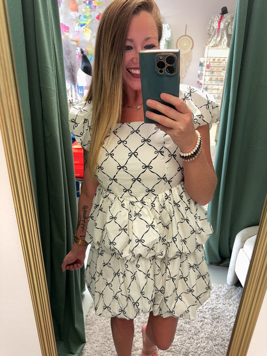 All The Bows Bubble Hem Ivory Dress