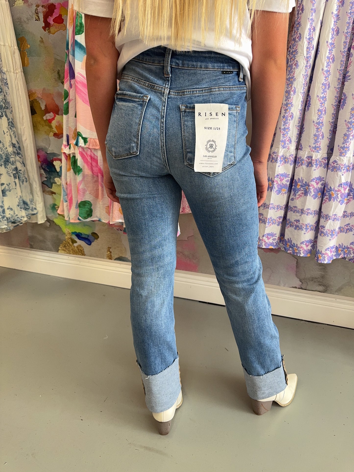 Wide Cuffed Risen Jeans