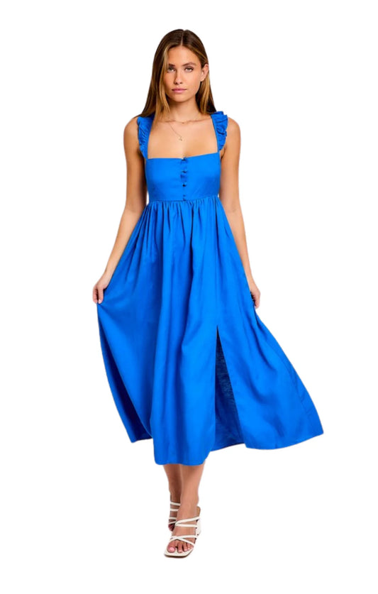 Ruffled Strap Baby Doll Midi Dress