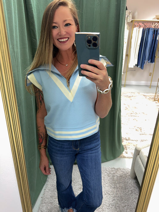 Country Club Zip Up Top