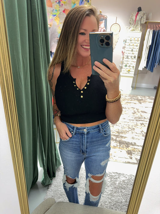 Snap Button Crop Top
